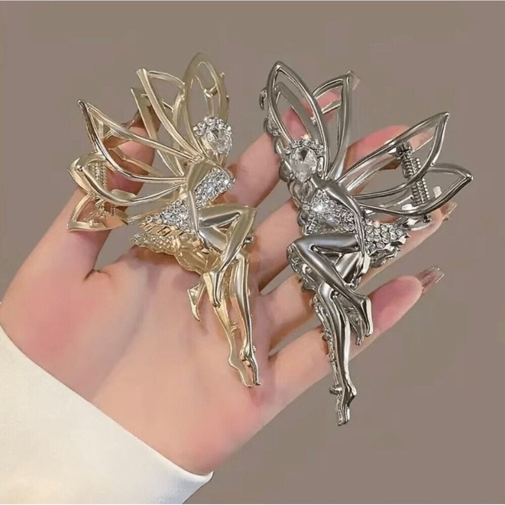 Fairy Hair Claw Clip Womens Gold Tone Elegant Daily/Party Use USA FairyCore Glam - Picture 5 of 5